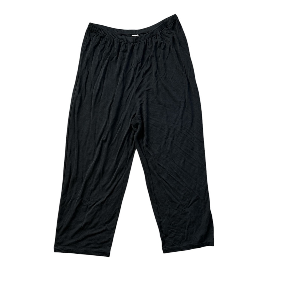 Eileen Fisher Woman Black Straight Ankle Pullon Pants Stretch Jersey Knit Medium